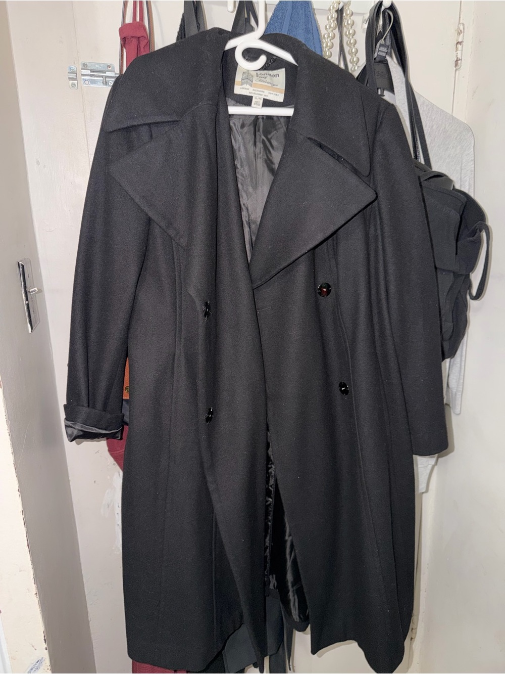 London Fog Black Double-Breasted Pea Coat